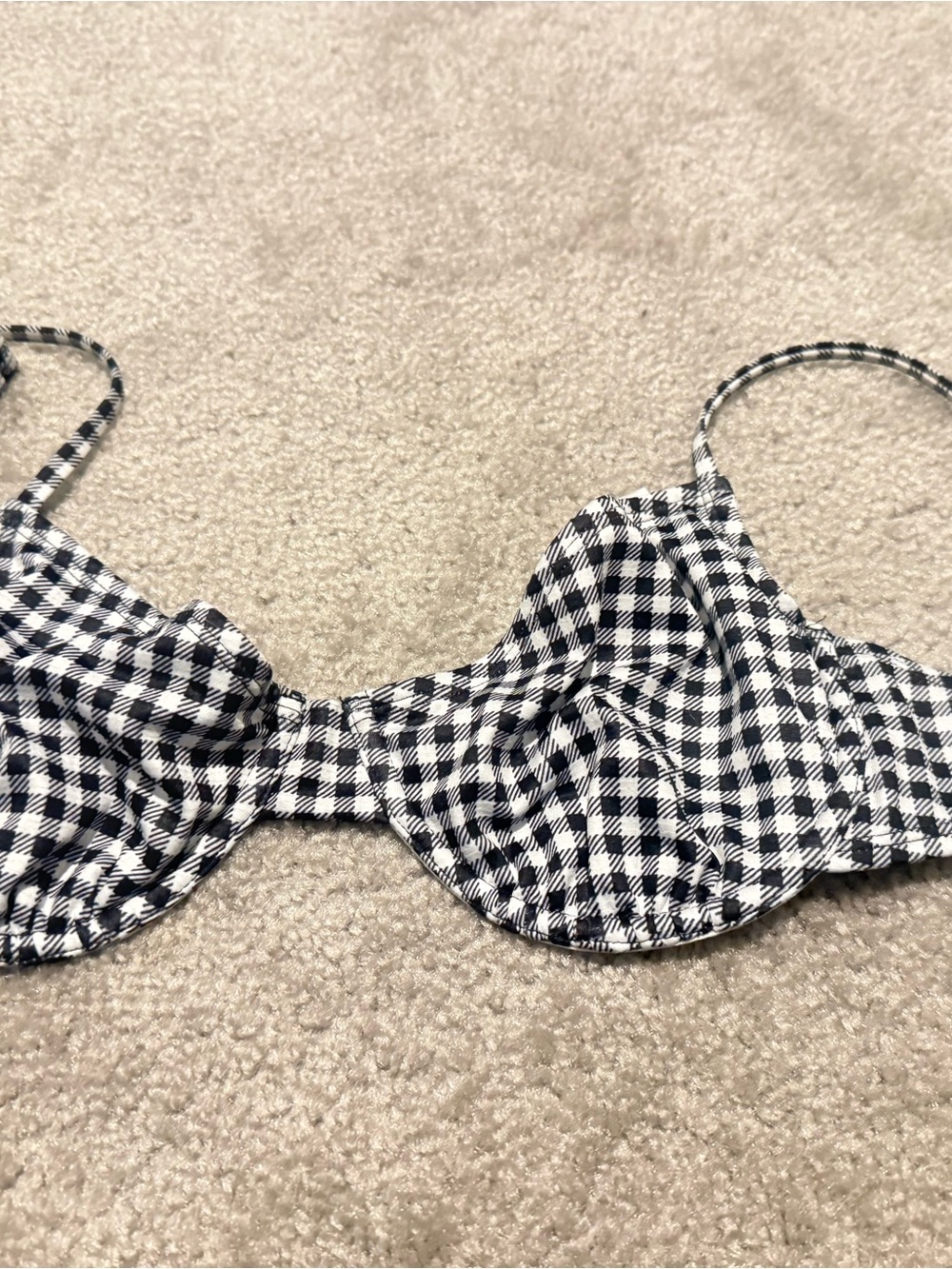 Black & White Gingham Swim Top